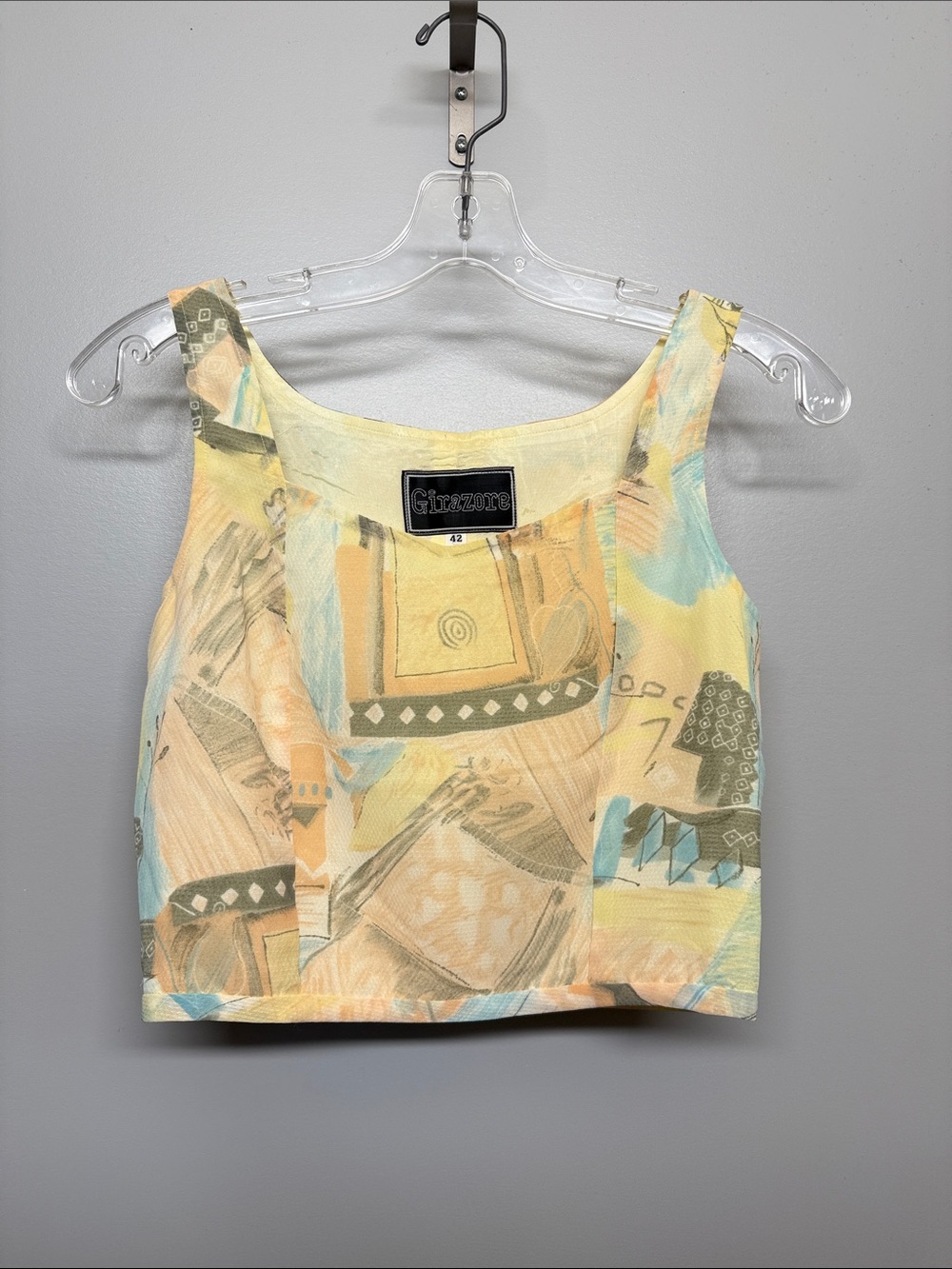 Vintage Silk Pastel Watercolor Multicolour Crop Top